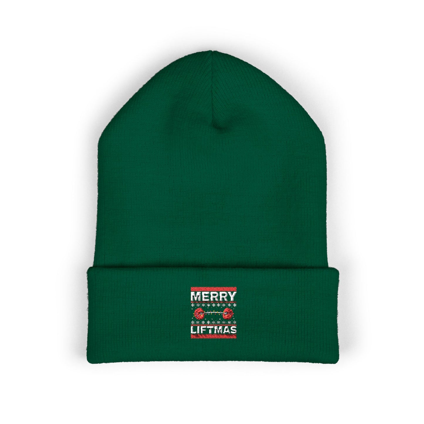 Embroidered 'Merry Little Xmas' Cuffed Beanie - Cozy Holiday Knit Hat